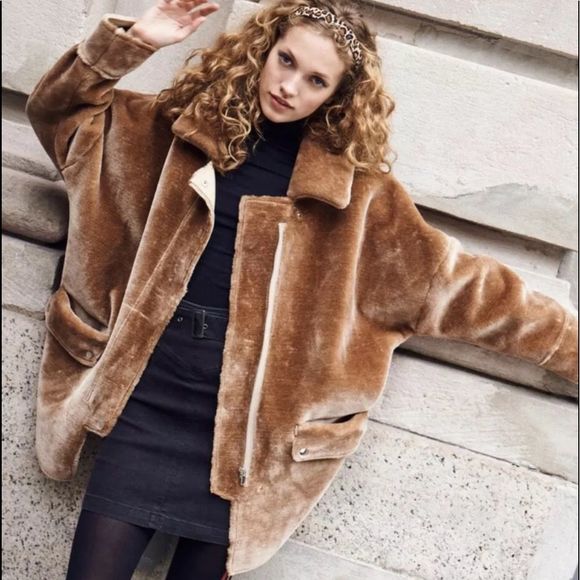 Free People Jackets & Blazers - Free People Sherpa Coat Oversized  Leather Lined